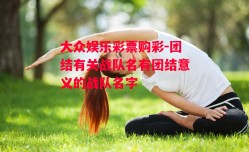 大众娱乐彩票购彩-团结有关战队名有团结意义的战队名字